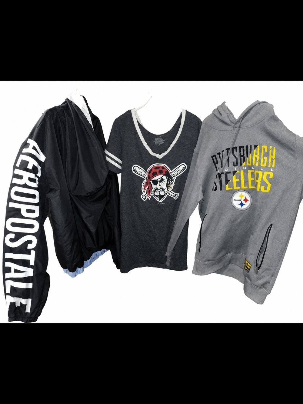 Aeropostale Black Logo Sleeve Windbreaker Jacket